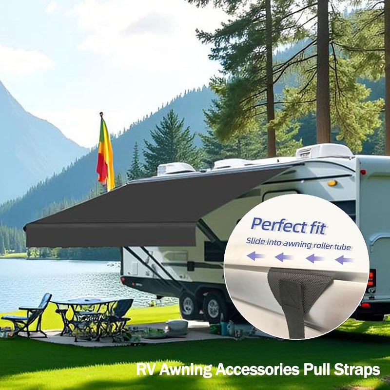 CYLAND RV Awning Accessories Pull Straps, 108inches Upgraded RV Camper Parts Fits for RV Travel Trailer,Universal Patio Awning Pull Straps (1pc) Black - Image 2